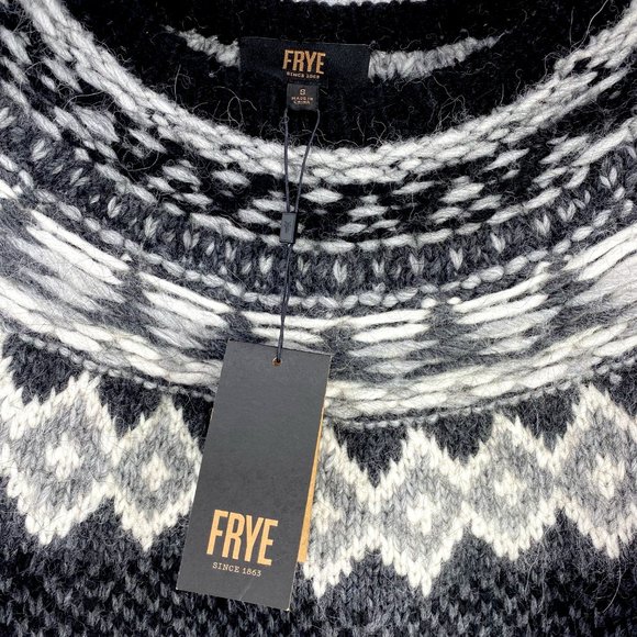 Frye Oversized Chunky Knit UNISEX Fair Isle Sweater Wool Alpaca Blend NWT - Picture 4 of 10